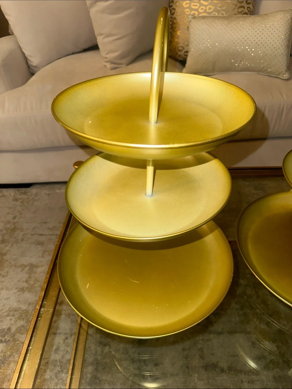 Three-Tier Gold Metal Serving Stand - Elegant Home Serveware